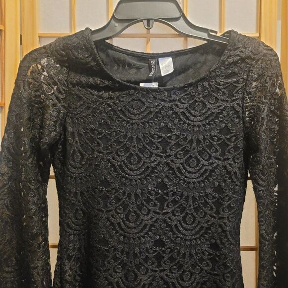 H&M Divided Womens Black Floral Lace Lined Dress Sz 4 NWT - Picture 3 of 9